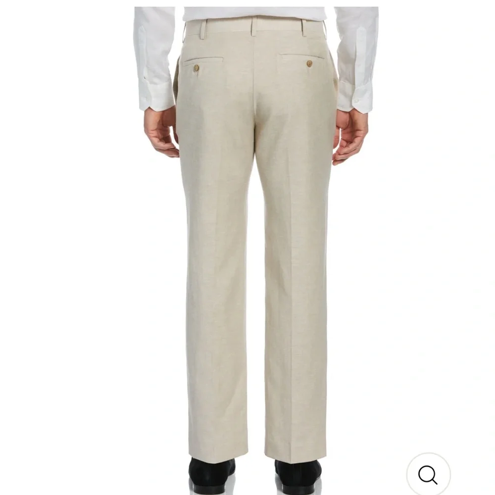 Cubavera Linen Blend Pants Men 34x34 Khaki Classic Fit Flat Front NWOT Resort